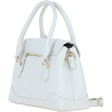 Premium Leather Shoulder Bag with Detachable Crossbody Strap White: Y-56