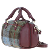 Ashwood Leather & Harris Tweed® Cloth Small Barrel Bag Wine/Mcload: TW-61-17-WM