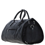 Premium Leather Holdall with Detachable Shoulder Strap Black: pl-49