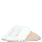 Classic Ladies Suede Sheepskin Slippers Beige