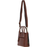 Ashwood Leather & Harris Tweed® Cloth Handbag with Removable Crossbody Strap Tan/Green/Red: TW-21-08-TR