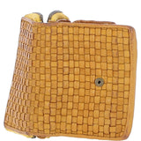 Vintage Woven Leather 7 Card Purse Yellow:  D-82