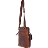 Leather Vintage Medium Flight Shoulder Bag Tan : G-33