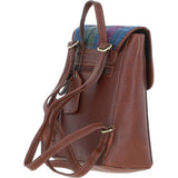 Ashwood Leather & Harris Tweed® Cloth Compact Backpack Tan/Purple: TW-65-13-TP