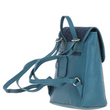 Ashwood Leather & Harris Tweed® Cloth Compact Backpack Teal/Navy: TW-65-16-TN
