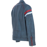 Ashwood Men's Leather Biker Jacket with Red Stripe Grey: AWM-BOXER