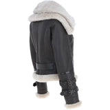 Womens Aviator Shearling Leather Jacket Brown/Cream: KB-451 DC