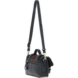 Ashwood Leather & Harris Tweed® Cloth Small Satchel Bag with Twist Lock Black/Green/Red: TW-33-07-BR