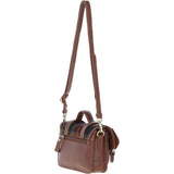 Ashwood Leather & Harris Tweed® Cloth Small Satchel Bag with Twist Lock Tan/Green/Red: TW-33-08-TR