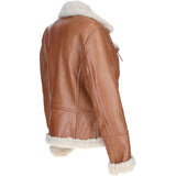 Womens Shearling Biker Jacket Cognac: 2418