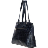 Women’s Large Croc Finish Leather Bag Navy/croc: 22-064/R