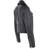 Short Leather Biker Jacket Black: 6617