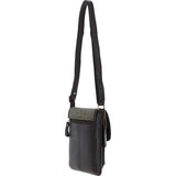 Ashwood Leather & Harris Tweed® Cloth Twist Lock Crossbody Bag Brown/Green: TW-31-09-BG
