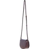 Real Leather Saddle Crossbody Bag Burgundy: 63753