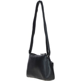 Compact Zip-Closure Leather Crossbody Bag Black: Belfast
