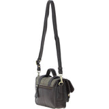 Ashwood Leather & Harris Tweed® Cloth Small Satchel Bag with Twist Lock Brown/Green: TW-33-09-BG
