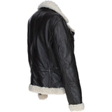 Womens Shearling Biker Jacket Brown: 2418