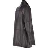 Leather Coat With Detachable Collar Black : Carl