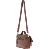 Ashwood Leather & Tweed Small Satchel Bag with Twist Lock Tan/Green Check: TW-33-010-TGNH