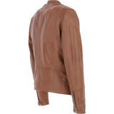 Mens Leather Biker Jacket Tan: BR FONS-1