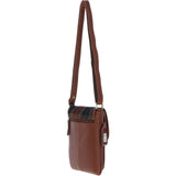 Ashwood Leather & Harris Tweed® Cloth Twist Lock Crossbody Bag Tan/Green/Red: TW-31-08-TR