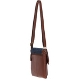 Ashwood Leather & Harris Tweed® Cloth Twist Lock Crossbody Bag Tan/Navy: TW-31-011-TN