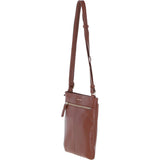 Ashwood Curve  Zip Top Leather Cross Body Bag 2 Tone Tan: 64640/curve