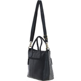 Versatile Ashwood Leather & Harris Tweed® Cloth Shoulder Bag Black/White: TW-22-012-BW