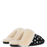 Women's Classic  Suede Sheepskin Slippers Black/Silver: FEN-LADIES SLIPPERS