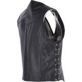 Men's Leather  Laced Waistcoat Black: W/COAT LACE PLAIN