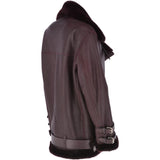 Womens Oversized Sheepskin Flying Biker Jacket Bordeaux: KB-20091