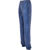 Women's Flared 60's Snake Print Leather Jeans Blue: 4053