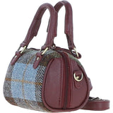 Ashwood Leather & Harris Tweed® Cloth X-Small Barrel Bag Wine/Mcload: TW-60-17-WM