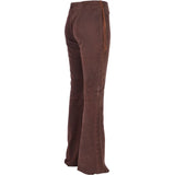 Women's Flared 60's Suede Leather Jeans Brown Suede: 35857
