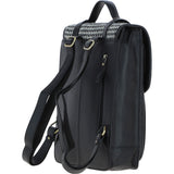 Ashwood Leather & Harris Tweed® Cloth Large Backpack with Twist Lock Black/White: TW-38-12-BW