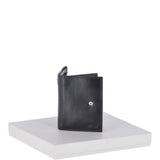Vegetable Tanned Flip Side 6 card, ID & Coins Dual Bill fold Tab Leather Wallet Black : 1246-VT