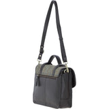 Ashwood Leather & Harris Tweed® Cloth Large Satchel Bag with Twist Lock Brown/Green: TW-35-09-BG