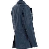 Womens Leather Fashion Single Breasted Blazer Navy: AWL-Blazer
