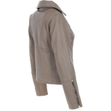 Ladies Veg Tanned Leather Biker Jacket Biscuit: AWL-80