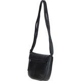 Leather Flap Shoulder Bag Black: Limerick