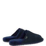Fenland Classic Mens Suede Sheepskin Slippers Navy/navy