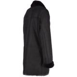 Luxury 4 Button Single Breasted Mink Collar and Sheepskin Coat Black: KE-224 MINK
