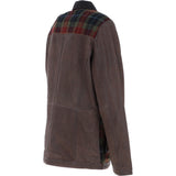 Ashwood Leather x Harris Tweed Men's Buff Lamb Leather Jacket with Corduroy Collar Brown/Red/Green: TW-903-07-BR