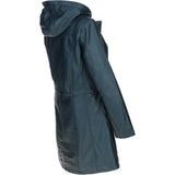 Stylish Ashwood Leather Ladies Three Quarter Jacket Navy: Emilia