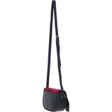 Ashwood Leather & Harris Tweed® Cloth Saddle Crossbody Bag with Twist Lock Navy/Pink: TW-30-06-NP
