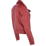 Twin Zip Fastening Leather Jacket Red: ESTIMO