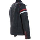 Ashwood Men's Leather Biker Jacket with Red Stripe Black: AWM-BOXER