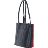 Ashwood Leather & Harris Tweed® Cloth Genuine Leather Shoulder Bag Navy/Pink: TW-23-06-NP