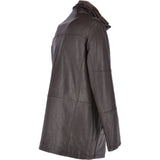 Mens Leather Coat With Detachable Collar Brown : Carl