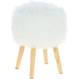 New Zealand Sheepskin Stool Tibetan Ivory: SHORT SHEEPSKIN STOOL